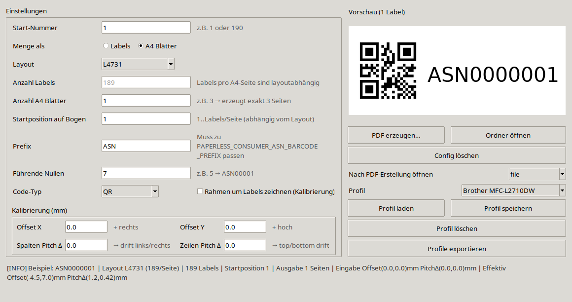 Screenshot der Anwendung