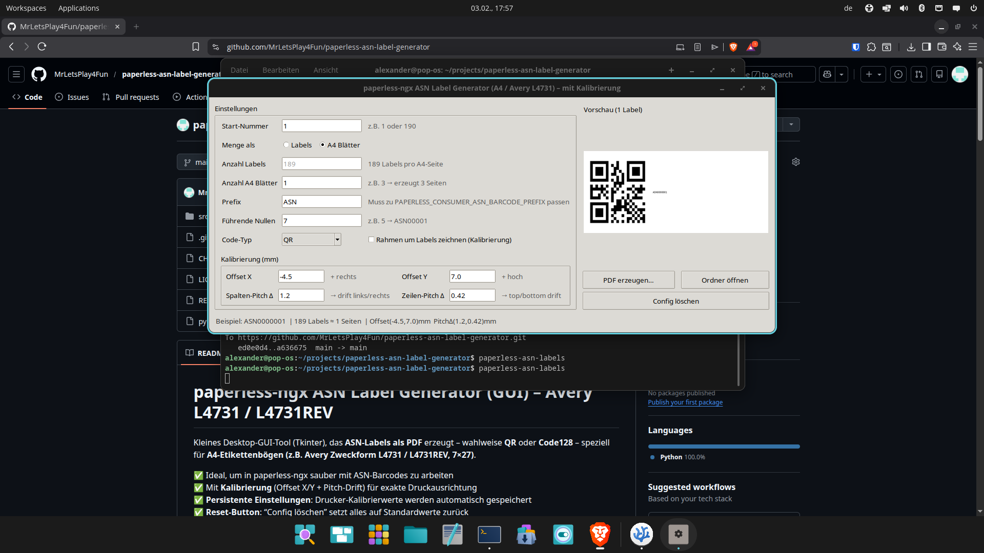 Screenshot der Anwendung