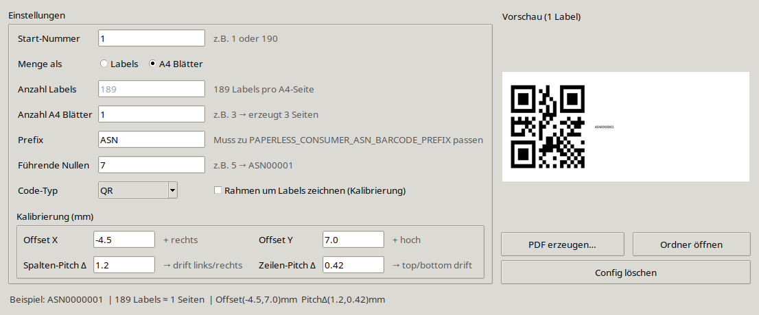 Screenshot der Anwendung